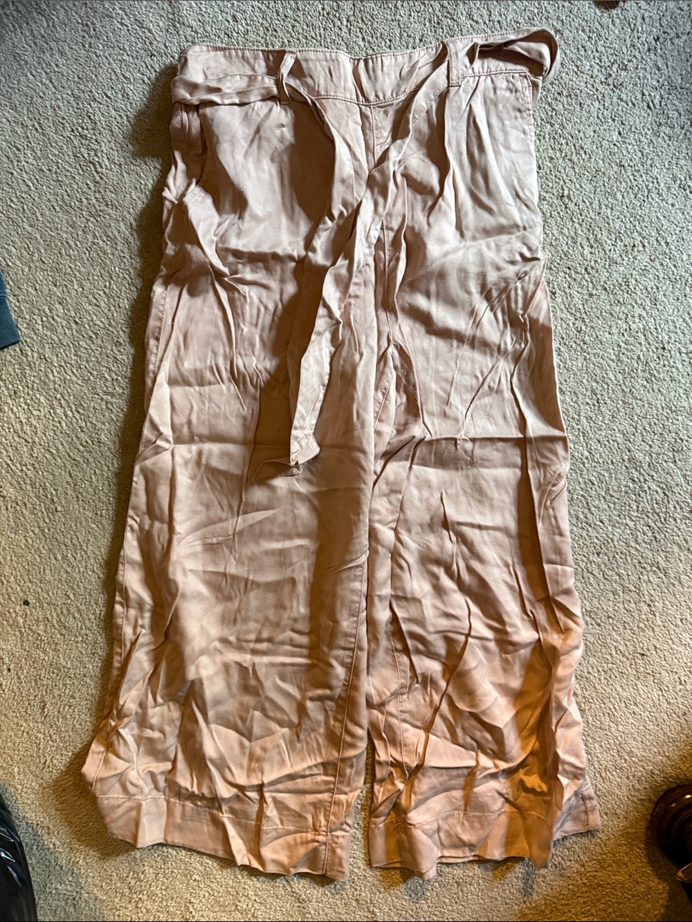 Light Blush Pink wide leg pants with Waist Tie